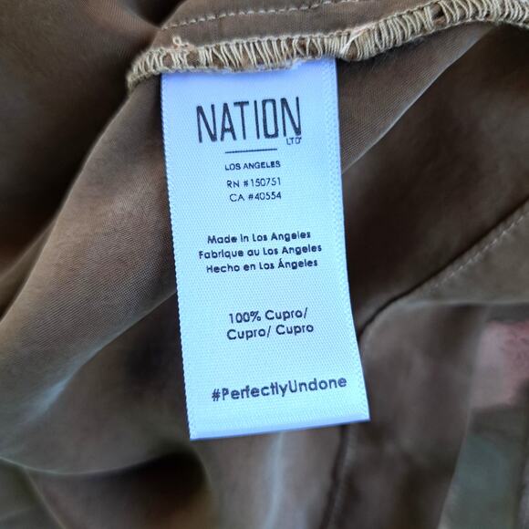 NATION LTD Coda Belted Safari Shirt Size Small Top Bark Brown Fall Relaxed - Picture 10 of 11